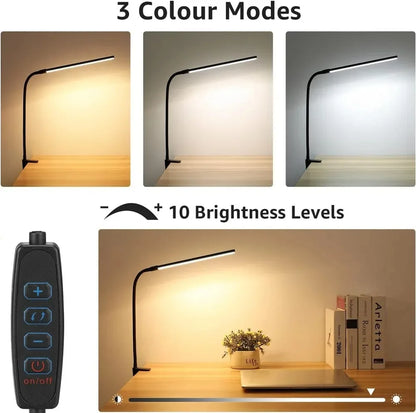 Luminária de Mesa LED DBF com Haste Flexível Gooseneck, CRI 90 e Controle Térmico/Luminoso (Single/Double Head)
