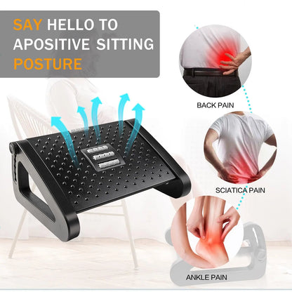 Apoio de Pés Ergonômico para Baixo da Mesa – Suporte com Rolos de Massagem e Altura Ajustável