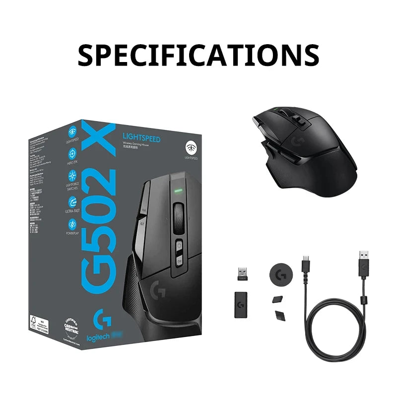 Mouse Gamer Logitech G502 X com 25.600 DPI, 13 Botões e Switches LIGHTFORCE