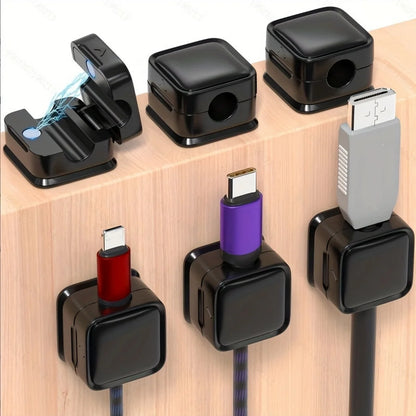 Organizador de Cabos Magnético Premium – Suporte Adesivo e Gerenciador de Fios para Mesa e Carro