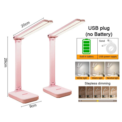 Luminária de Mesa LED Articulada – Touch Screen, 3 Tons de Luz e Bateria Recarregável
