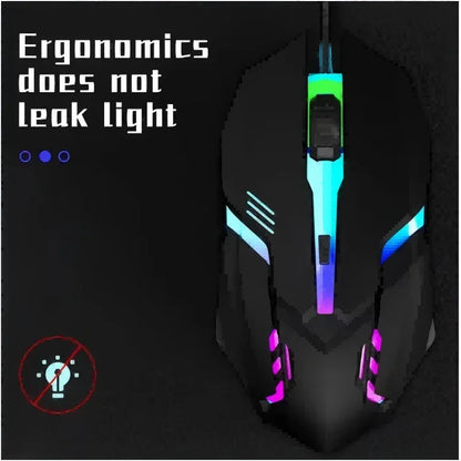Mouse Gamer Ergonômico USB com RGB — 1600 DPI
