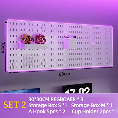 Painel Pegboard Organizador de Parede Modulável – Suporte para Cozinha, Garagem, Quarto e Artesanato