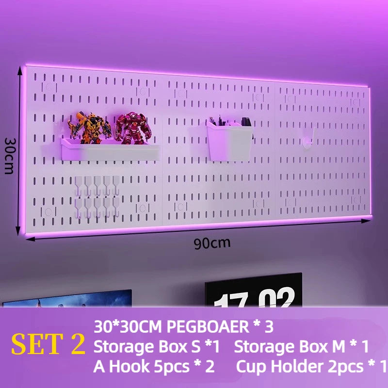 Painel Organizador de Parede Tipo Pegboard Modular – Organizador Perfurado Plástico PP para Cozinha, Garagem, Quarto e Suporte de Artesanato
