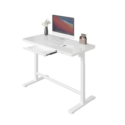 Mesa Ergonômica Inteligente Sit-Stand Elétrica XMSJ/Hollin – Tampo de Vidro Temperado, Estrutura de Aço Motorizada com Ajuste Automático de Altura e Certificação TUV para Alta Performance