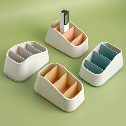 Organizador de Controle Remoto e Mesa com 4 Divisórias – Suporte Trapezoidal para Casa e Escritório