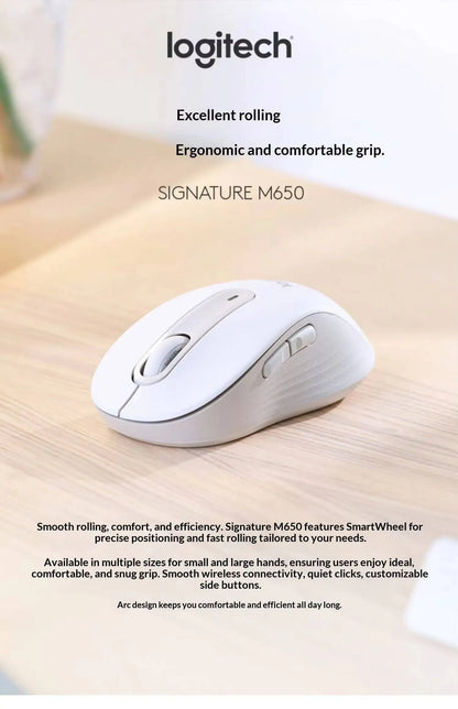 Logitech M650 — Mouse Ergonômico Sem Fio