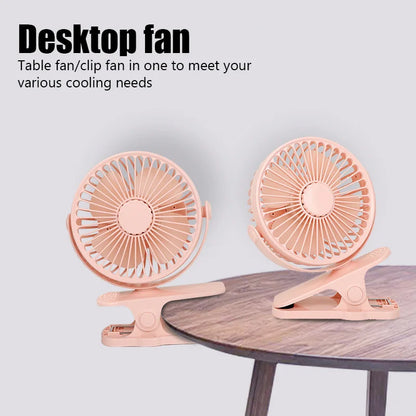 Mini Ventilador Portátil de Clipe e Mesa HAOYUNMA 3 Velocidades com Ajuste 720°
