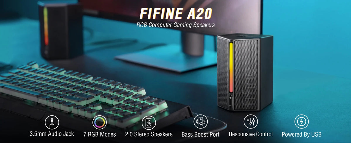 FIFINE A20 — Caixa de Som USB 2.0 com RGB