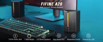 FIFINE A20 — Caixa de Som USB 2.0 com RGB