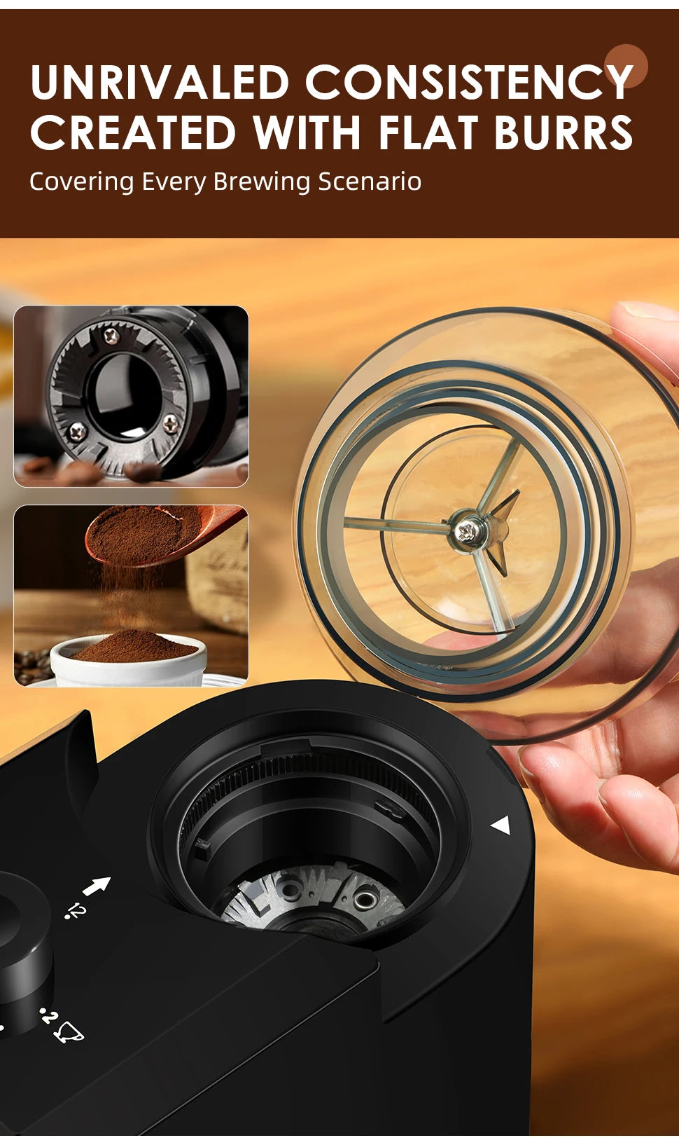 Moedor de Cafe Eletrico de Moendas KIRAINAFLY com 28 Regulagens