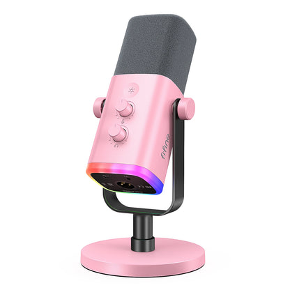 Microfone Dinâmico USB/XLR FIFINE AmpliGame AM8 – Microfone de Mesa com Controle RGB, Botão Touch-Mute, Saída para Fone e Suporte Integrado para Games, Streaming e Podcasts