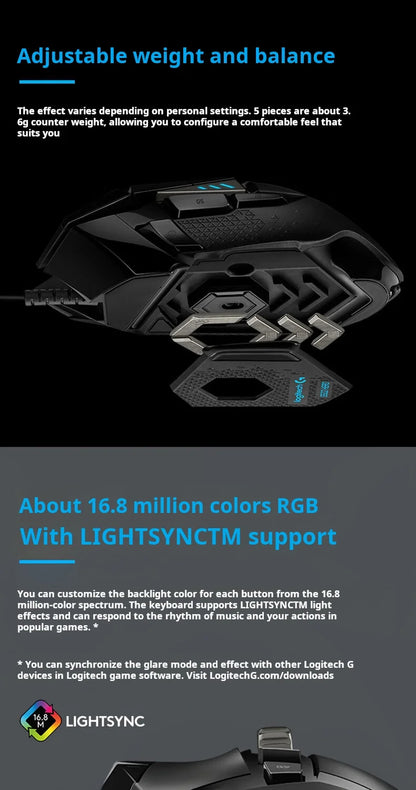 Mouse Gamer Logitech G502 HERO RGB com 11 Botões e 25.600 DPI