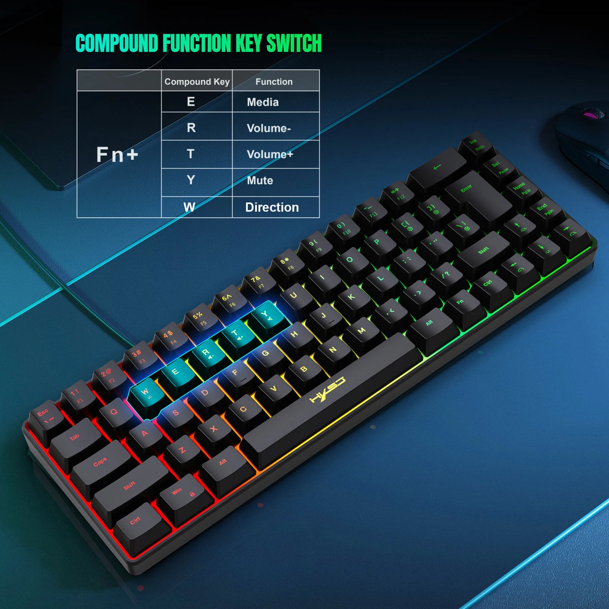 HXSJ V200 + T90 — Combo Teclado 68 Teclas e Mouse Gamer