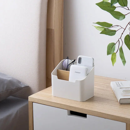 Organizador de Mesa Multifuncional com Divisórias – Porta Controle Remoto, Maquiagem e Lenços