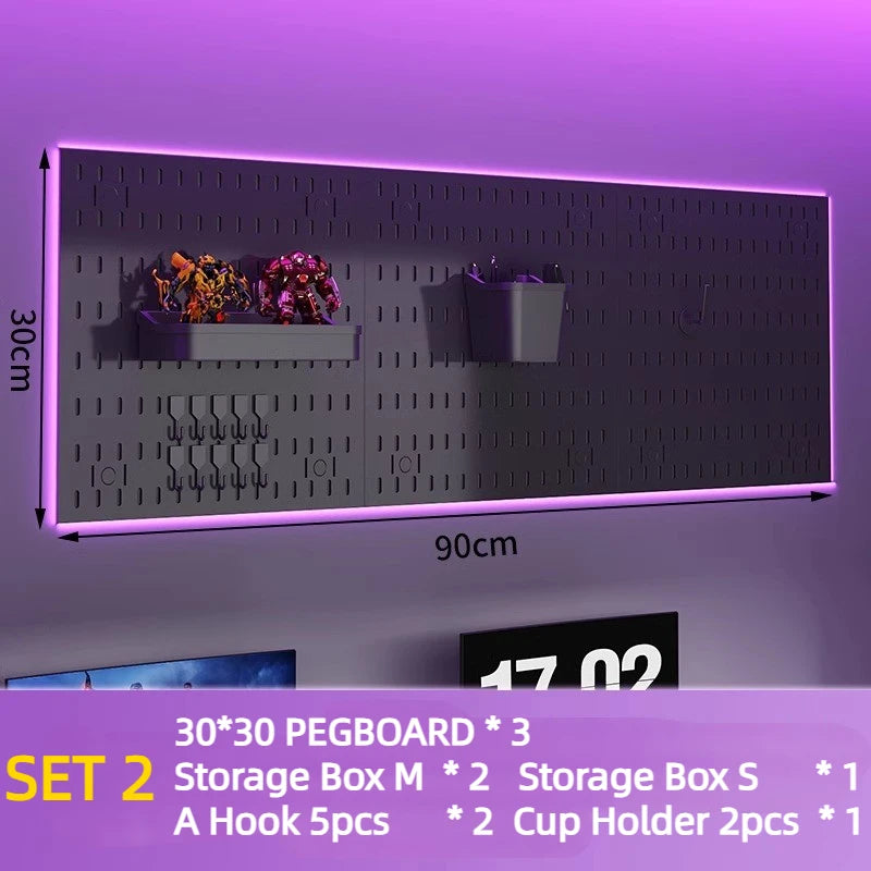Painel Organizador de Parede Tipo Pegboard Modular – Organizador Perfurado Plástico PP para Cozinha, Garagem, Quarto e Suporte de Artesanato