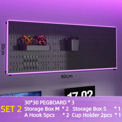 Painel Organizador de Parede Tipo Pegboard Modular – Organizador Perfurado Plástico PP para Cozinha, Garagem, Quarto e Suporte de Artesanato