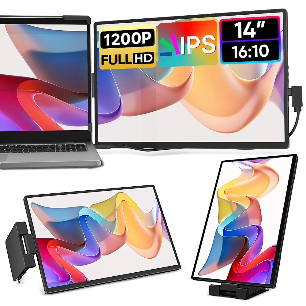 Monitor Portátil Gamer Dopesplay 14" IPS Full HD – Segunda Tela 1200P HDR10, Conexão Inteligente Tipo-C Plug & Play, Proporção 16:10 e Tela Fosca para Notebook, Xbox, PS5 e Switch