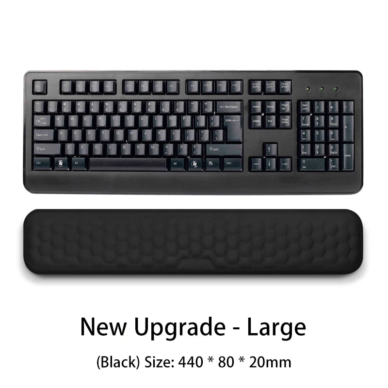 Apoio de pulso para teclado e mouse em espuma viscoelástica, suporte ergonômico para as mãos, ideal para notebooks e laptops.
