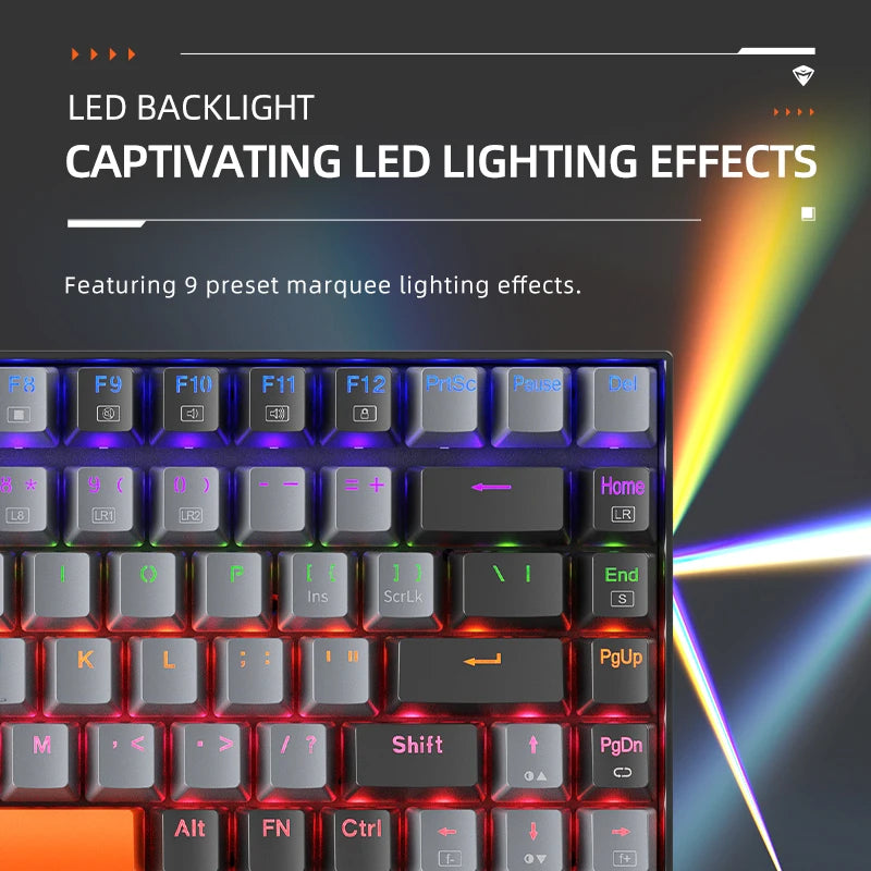 Teclado Mecânico Gamer Machenike K500A-B84 – Layout 75% Compacto (84 Teclas), Switches HUANO Hot-Swappable, Keycaps PBT Doubleshot e Cabo USB-C Removível