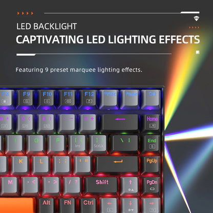 Teclado Mecânico Gamer Machenike K500A-B84 – Layout 75% Compacto (84 Teclas), Switches HUANO Hot-Swappable, Keycaps PBT Doubleshot e Cabo USB-C Removível