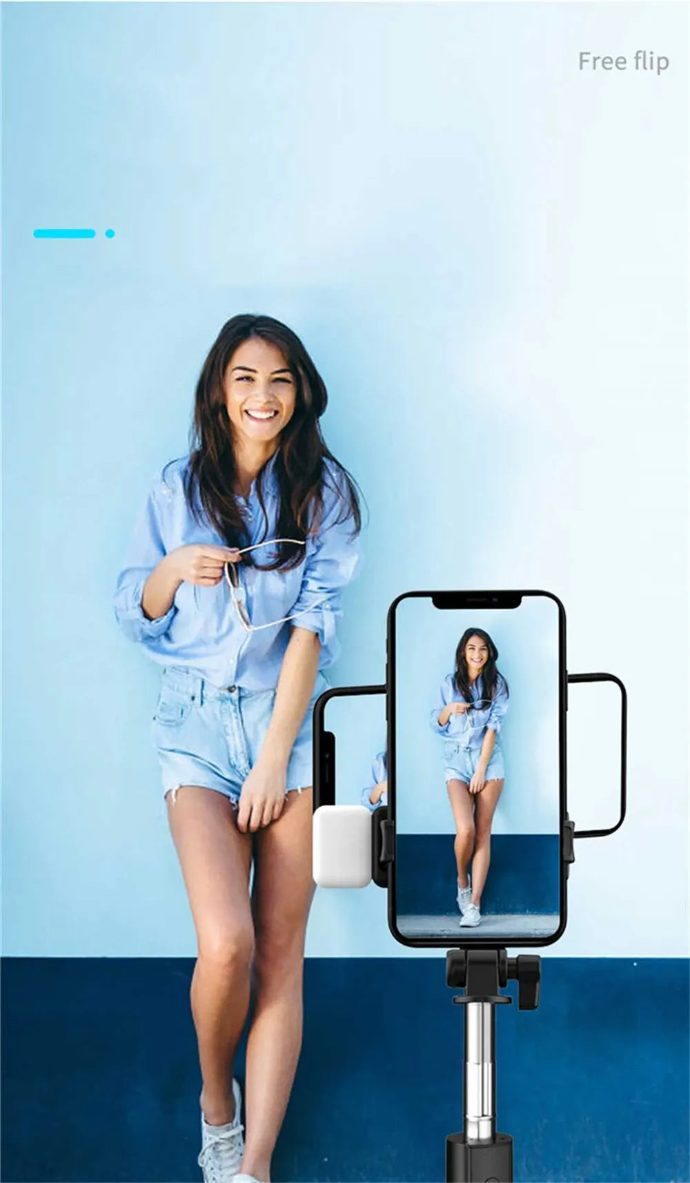 AILEHKUO R1 — Bastão de Selfie com Tripé, Bluetooth e Luz LED