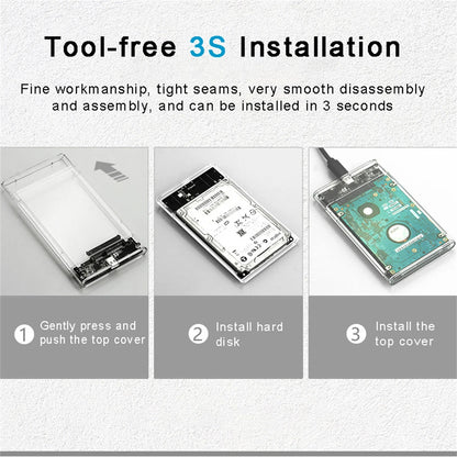 Case SATA 2,5″ Transparente USB 3.0/Type-C