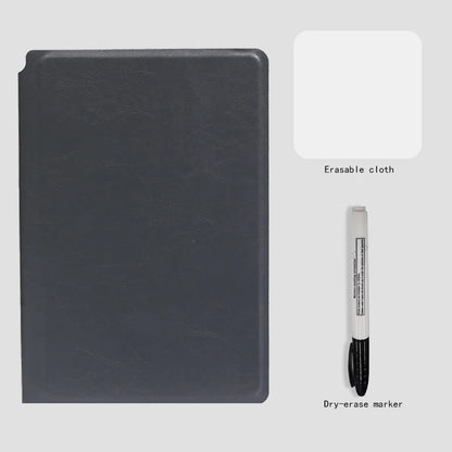 Caderno Quadro-Branco Reutilizável A5 – Planner Semanal em Couro com Caneta e Flanela