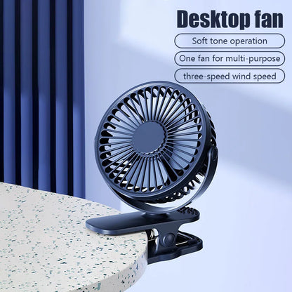Mini Ventilador Portátil de Clipe e Mesa HAOYUNMA 3 Velocidades com Ajuste 720°