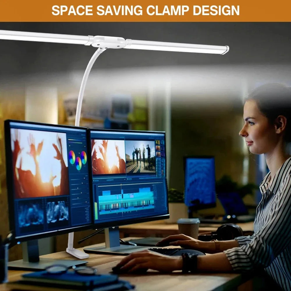 Luminária de Mesa LED DBF com Haste Flexível Gooseneck, CRI 90 e Controle Térmico/Luminoso (Single/Double Head)