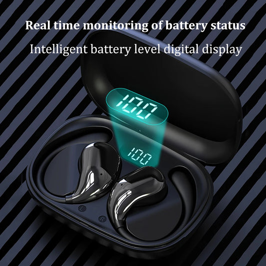 Fone TWS Bluetooth 5.4 Ear Hook — HiFi com ANC e Display LED