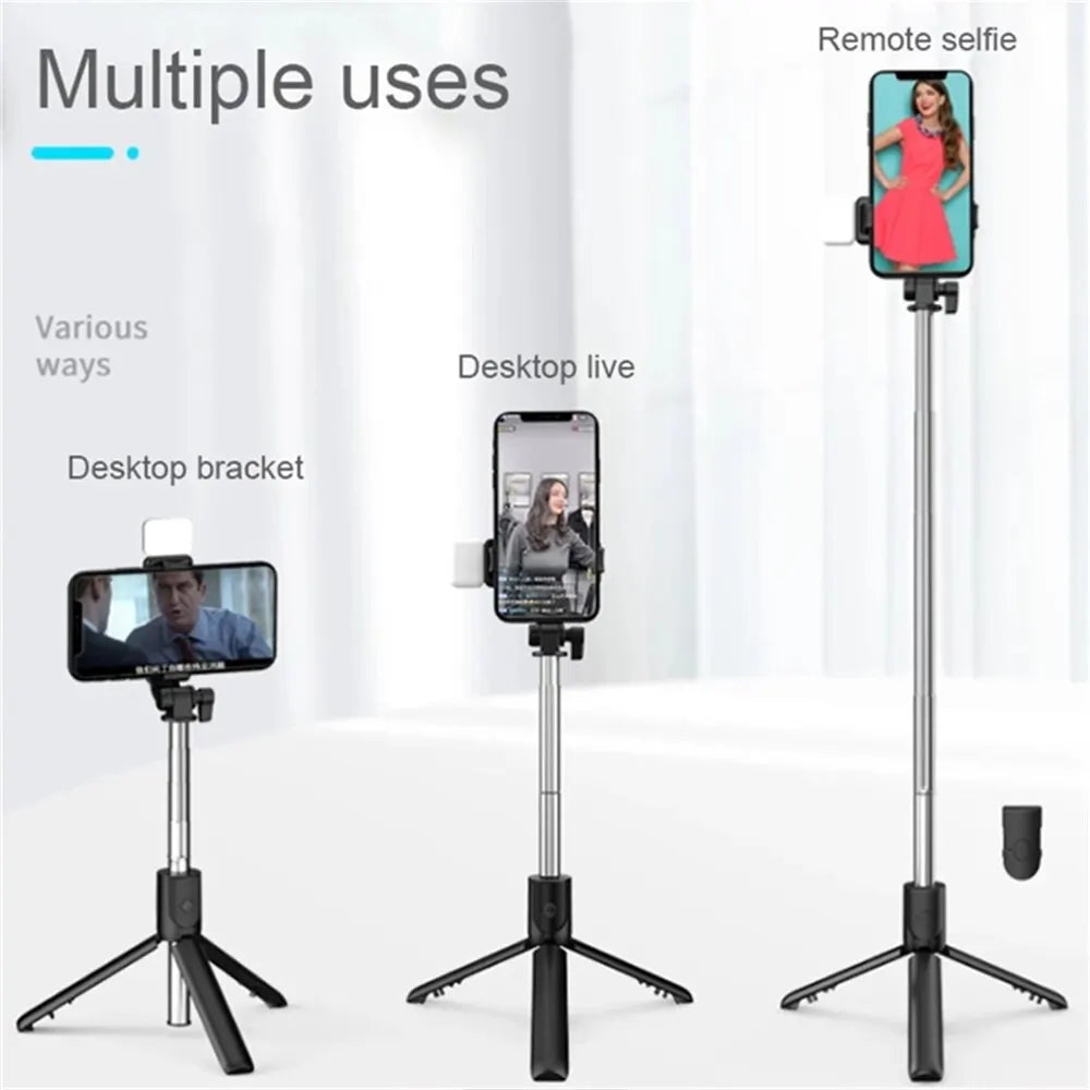 AILEHKUO R1 — Bastão de Selfie com Tripé, Bluetooth e Luz LED