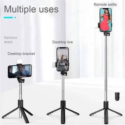 AILEHKUO R1 — Bastão de Selfie com Tripé, Bluetooth e Luz LED