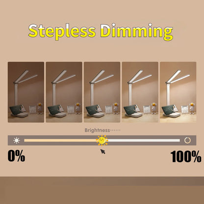 Luminária de Mesa LED Articulada – Touch Screen, 3 Tons de Luz e Bateria Recarregável