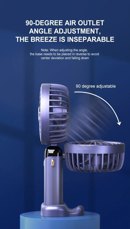 Mini Ventilador Portátil de Mão e Pescoço OIMG N15 Dobrável com Display LED e Suporte para Celular
