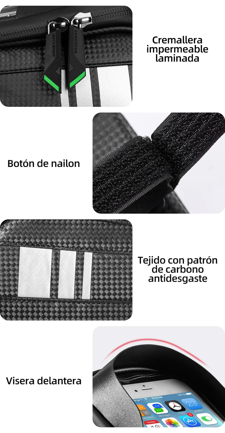 Bolsa de Quadro para Bicicleta ROCKBROS Impermeável com Suporte de Celular