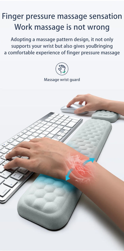 Apoio de pulso para teclado e mouse em espuma viscoelástica, suporte ergonômico para as mãos, ideal para notebooks e laptops.