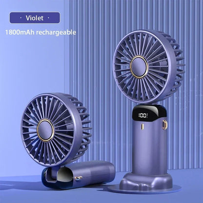 Mini Ventilador Portátil de Mão e Pescoço OIMG N15 Dobrável com Display LED e Suporte para Celular