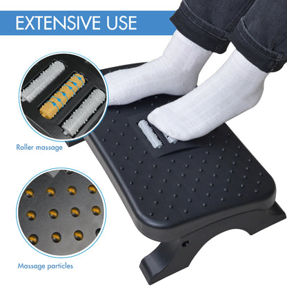 Apoio de Pés Ergonômico para Baixo da Mesa com Rolos de Massagem – Suporte Antiderrapante para Correção de Postura e Alívio de Dores