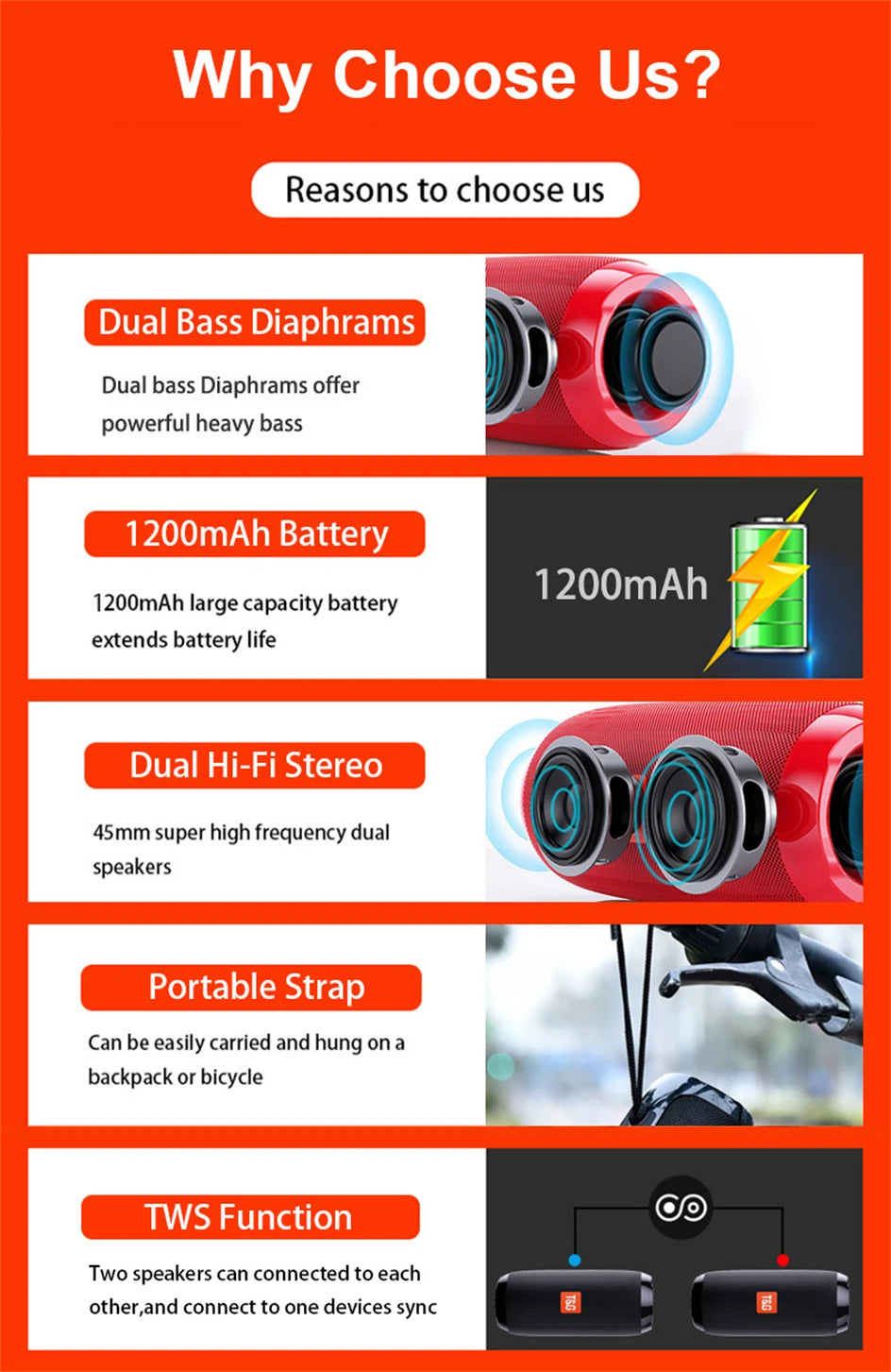 Caixa de Som Bluetooth T&G TG117 10W