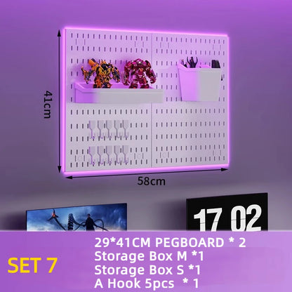 Painel Pegboard Organizador de Parede Modulável – Suporte para Cozinha, Garagem, Quarto e Artesanato