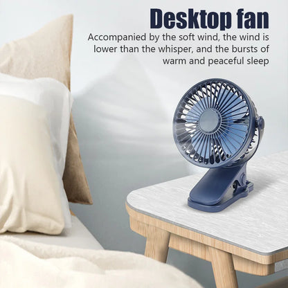 Mini Ventilador Portátil de Clipe e Mesa HAOYUNMA 3 Velocidades com Ajuste 720°