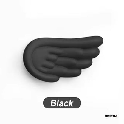 Apoio de pulso para teclado e mouse em formato de asa de anjo, feito de espuma viscoelástica. Suporte ergonômico e antiderrapante para digitação fácil em computadores e laptops.