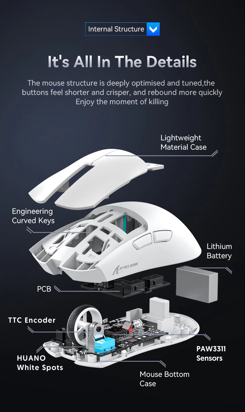 Attack Shark X11SE — Mouse Gamer Tri-Mode