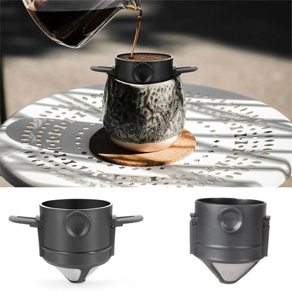 Kit Cafeteira Portátil Pour Over com Filtro Retrátil Inox e Caneca