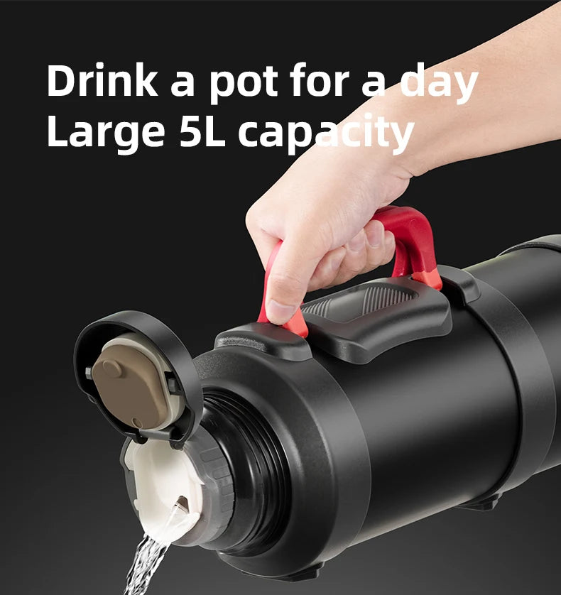 Garrafa Térmica Industrial em Aço Inox 304 com Alça Ergonômica e Base de Silicone (1.7L / 2.