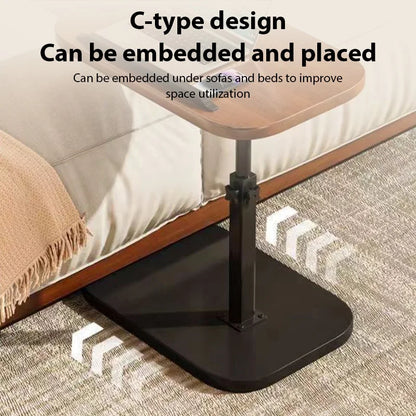 Mesa Lateral de Apoio com Ajuste de Altura e Rodinhas para Sofa e Cama