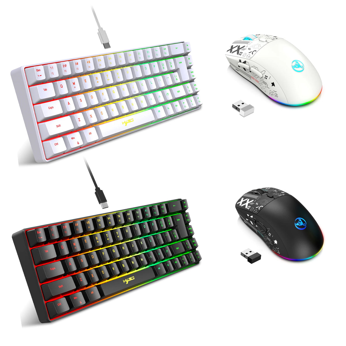 HXSJ V200 + T90 — Combo Teclado 68 Teclas e Mouse Gamer