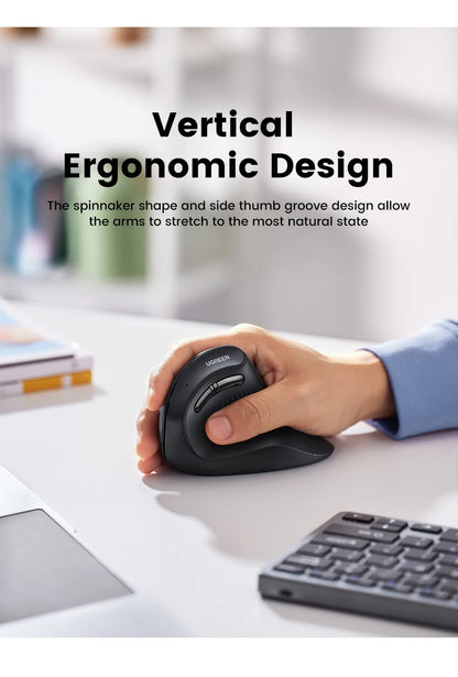 UGREEN — Mouse Vertical Ergonômico Sem Fio 4000 DPI