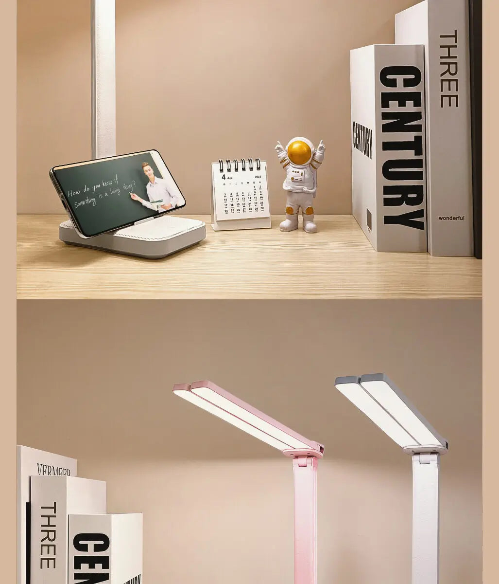 Luminária de Mesa LED Articulada – Touch Screen, 3 Tons de Luz e Bateria Recarregável